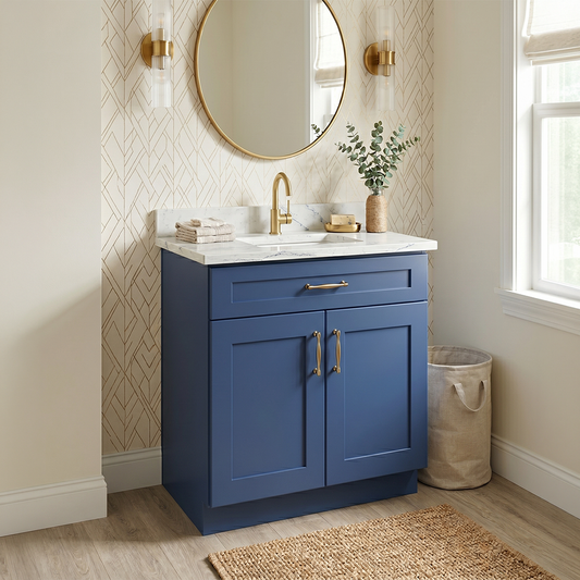 RTA Blue Shaker 24" Freestanding Bathroom Vanity Sink Base