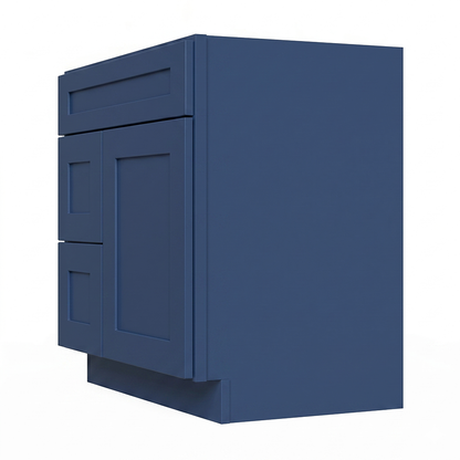 RTA Blue Shaker 30" Freestanding Bathroom Vanity 2-Drawer Left Combo Base