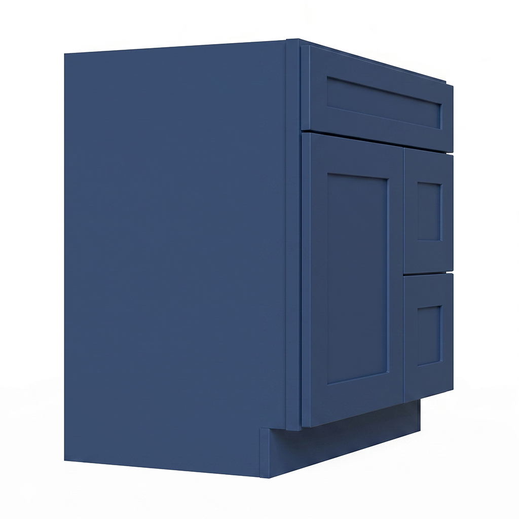 RTA Blue Shaker 30" Freestanding Bathroom Vanity 2-Drawer Right Combo Base