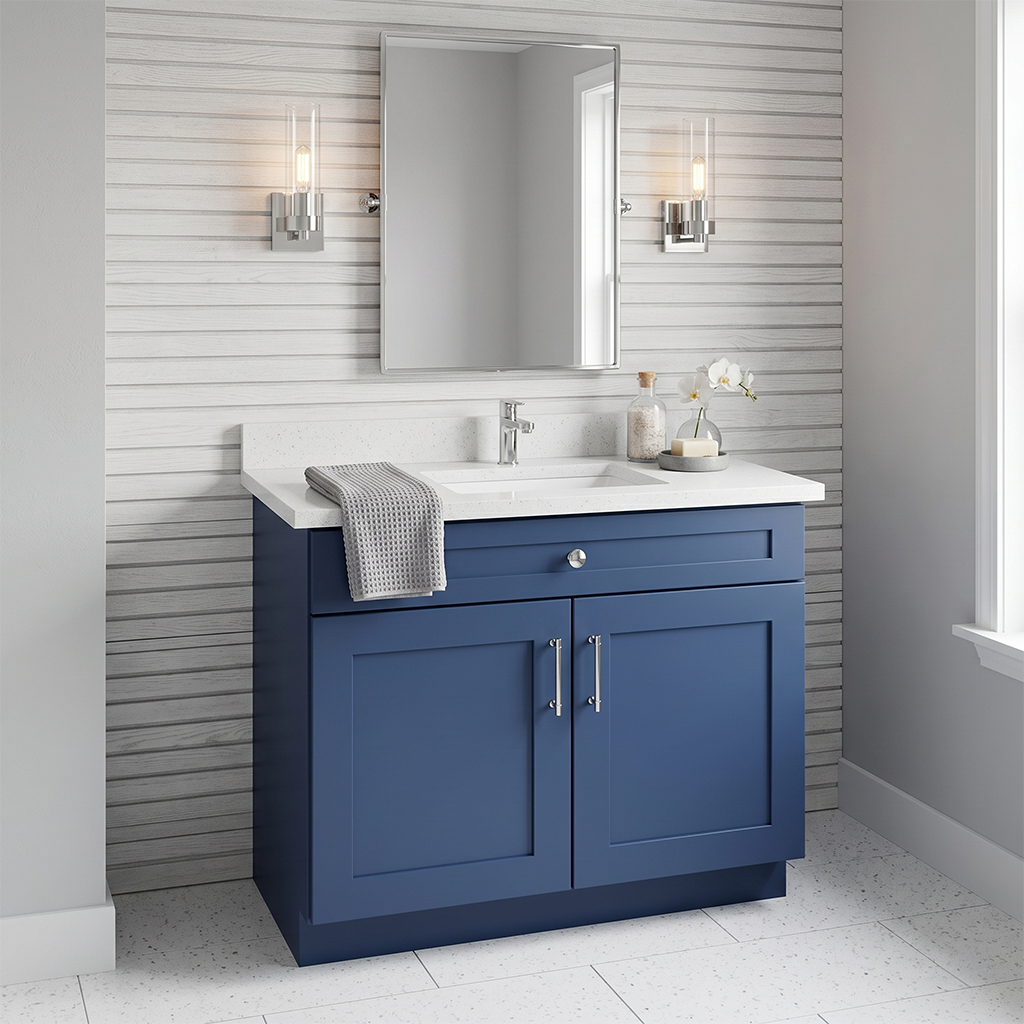 RTA Blue Shaker 36" Freestanding Bathroom Vanity Sink Base