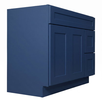 RTA Blue Shaker 42" Freestanding Bathroom Vanity 2-Drawer Right Combo Base