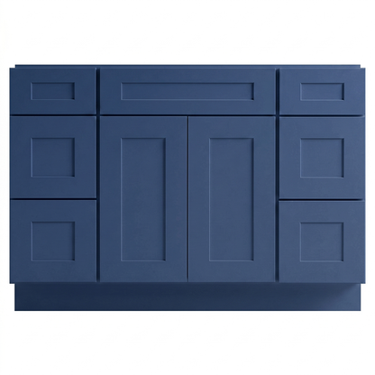 RTA Blue Shaker 48" Freestanding Bathroom Vanity 6-Drawer Combo Base