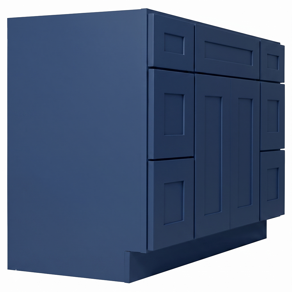 RTA Blue Shaker 48" Freestanding Bathroom Vanity 6-Drawer Combo Base