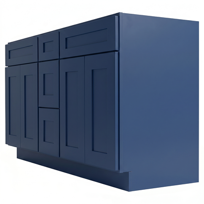 RTA Blue Shaker 60" Freestanding Bathroom Vanity 3-Drawer Combo Base