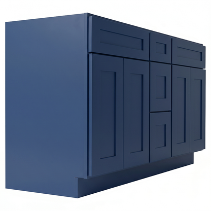 RTA Blue Shaker 60" Freestanding Bathroom Vanity 3-Drawer Combo Base