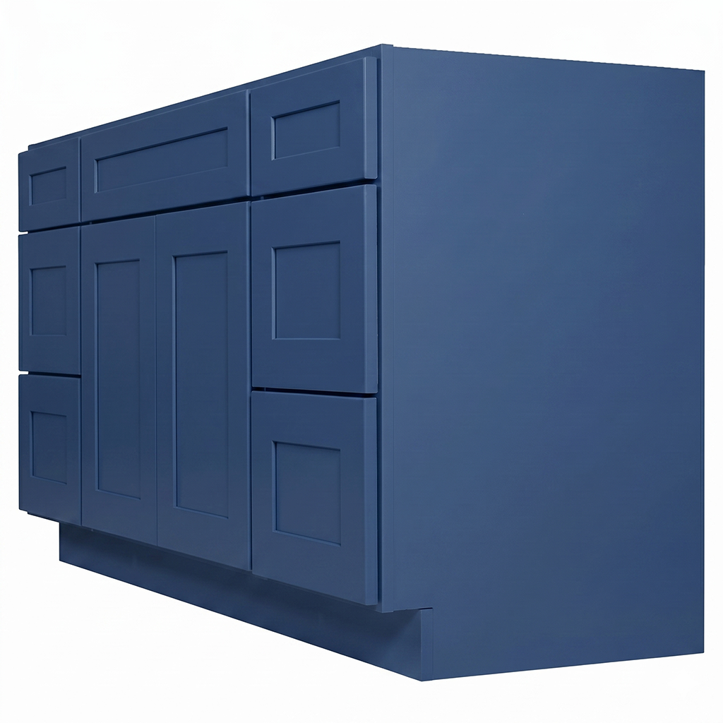 RTA Blue Shaker 60" Freestanding Bathroom Vanity 6-Drawer Combo Base