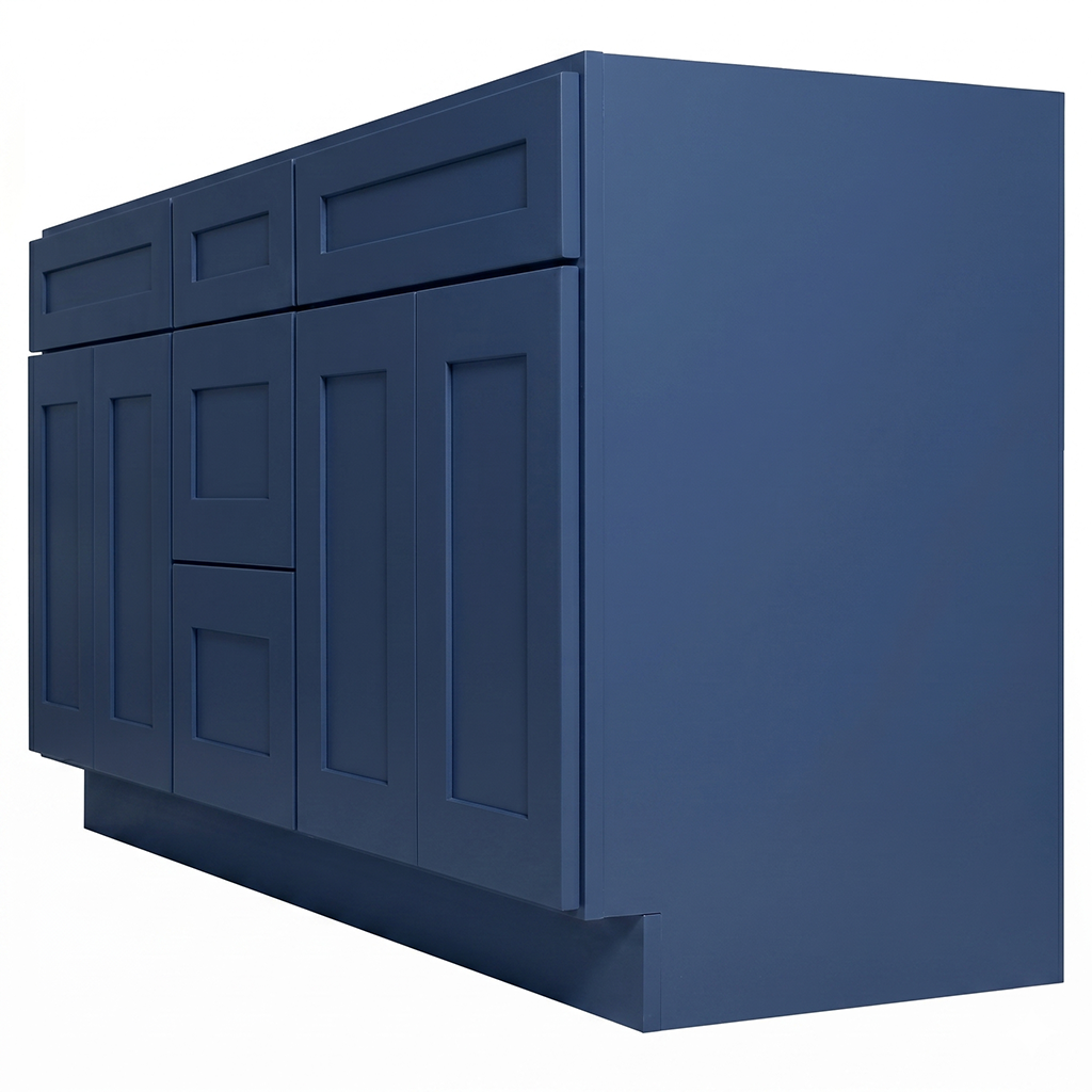RTA Blue Shaker 72" Freestanding Bathroom Vanity 3-Drawer Combo Base