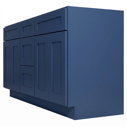 RTA Blue Shaker 72" Freestanding Bathroom Vanity 3-Drawer Combo Base