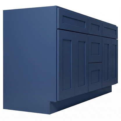 RTA Blue Shaker 72" Freestanding Bathroom Vanity 3-Drawer Combo Base