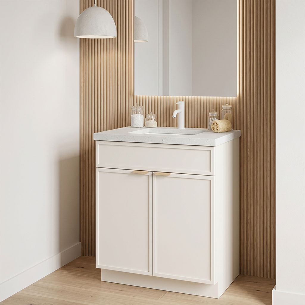 RTA Cream Slim Shaker 24" Freestanding Bathroom Vanity Sink Base
