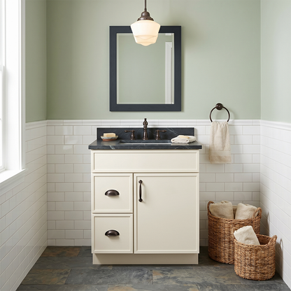 RTA Cream Slim Shaker 30" Freestanding Bathroom Vanity 2-Drawer Left Combo Base