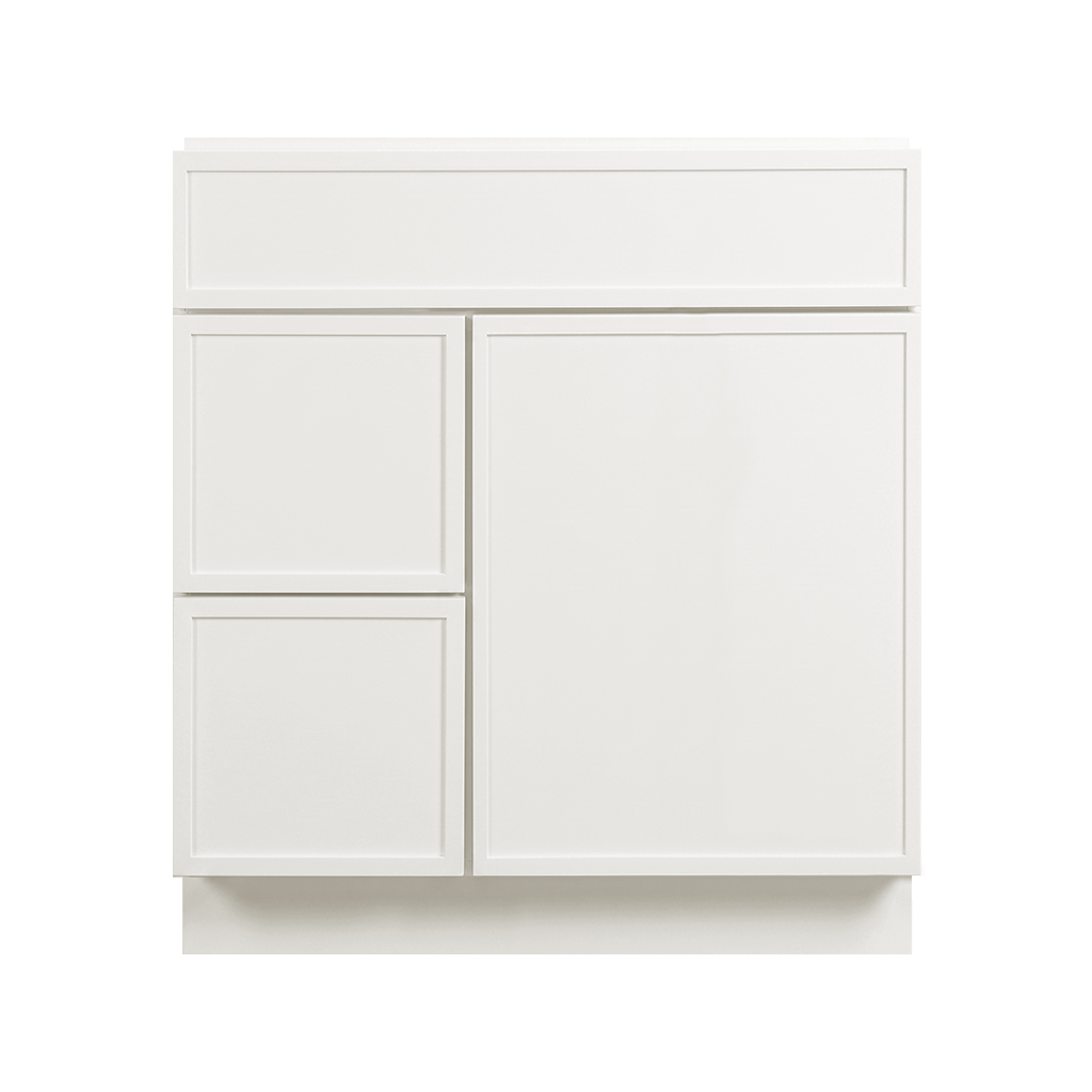 RTA Cream Slim Shaker 30" Freestanding Bathroom Vanity 2-Drawer Left Combo Base
