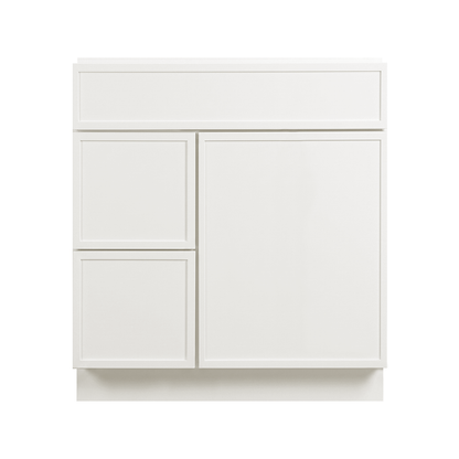 RTA Cream Slim Shaker 30" Freestanding Bathroom Vanity 2-Drawer Left Combo Base