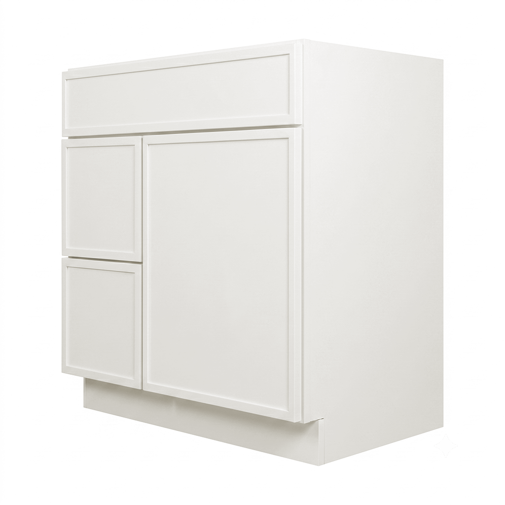 RTA Cream Slim Shaker 30" Freestanding Bathroom Vanity 2-Drawer Left Combo Base