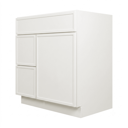 RTA Cream Slim Shaker 30" Freestanding Bathroom Vanity 2-Drawer Left Combo Base
