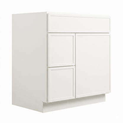 RTA Cream Slim Shaker 30" Freestanding Bathroom Vanity 2-Drawer Left Combo Base