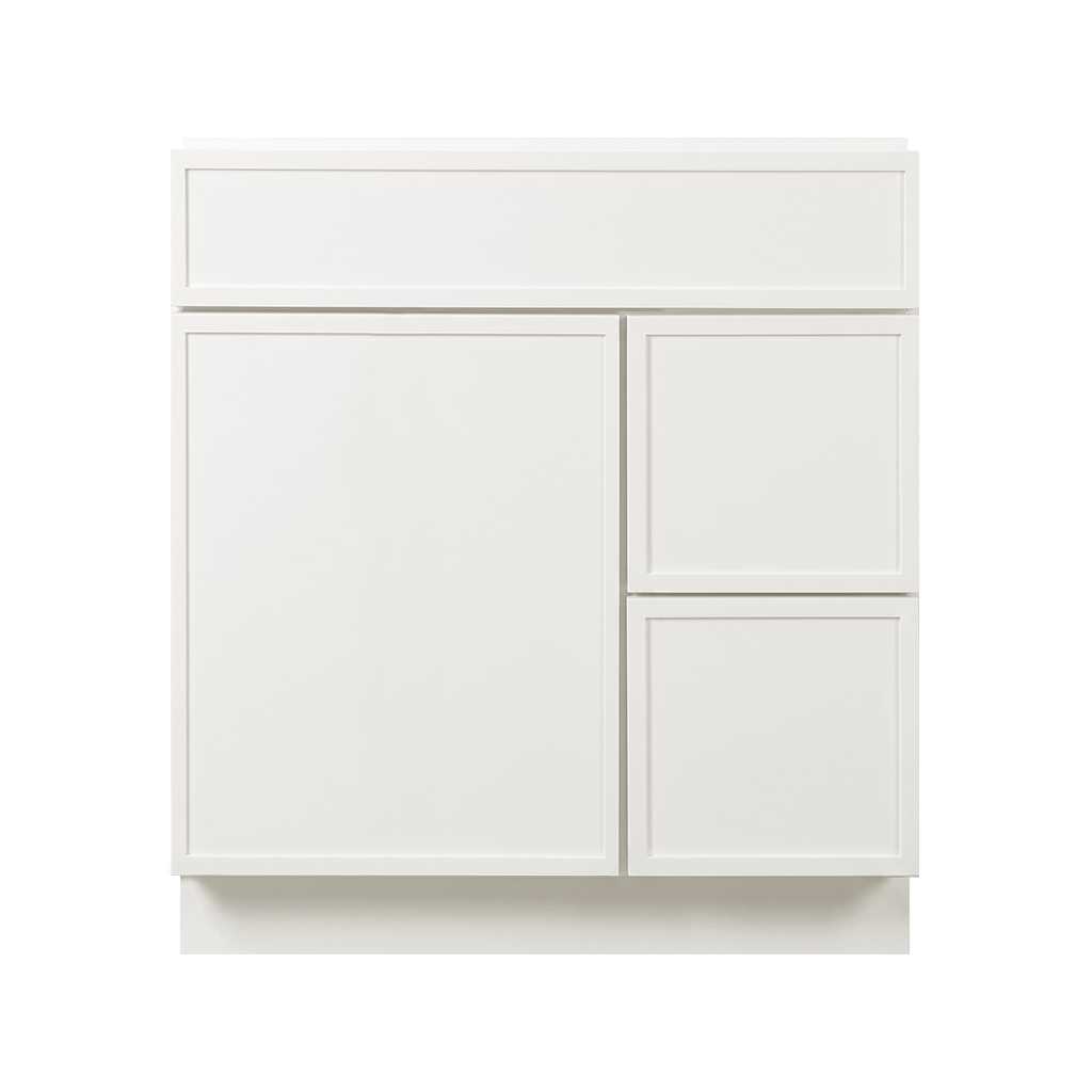 RTA Cream Slim Shaker 30" Freestanding Bathroom Vanity 2-Drawer Right Combo Base