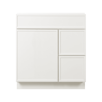 RTA Cream Slim Shaker 30" Freestanding Bathroom Vanity 2-Drawer Right Combo Base
