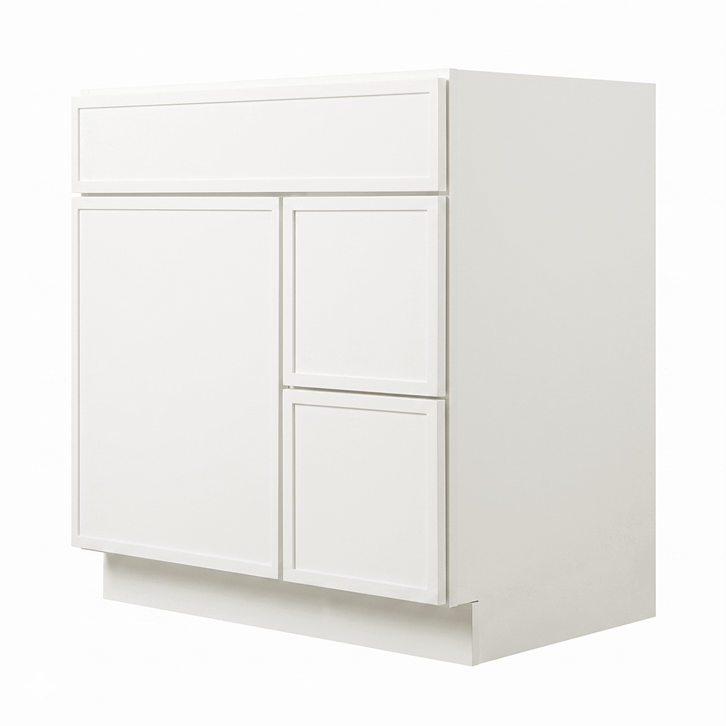 RTA Cream Slim Shaker 30" Freestanding Bathroom Vanity 2-Drawer Right Combo Base