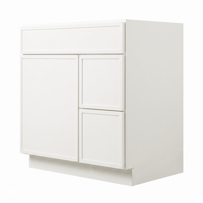 RTA Cream Slim Shaker 30" Freestanding Bathroom Vanity 2-Drawer Right Combo Base