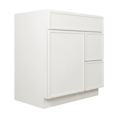 RTA Cream Slim Shaker 30" Freestanding Bathroom Vanity 2-Drawer Right Combo Base