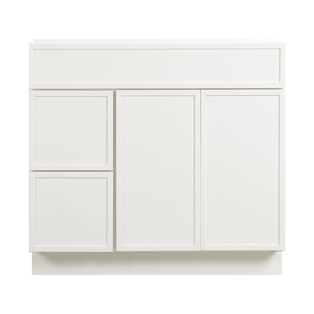 RTA Cream Slim Shaker 36" Freestanding Bathroom Vanity 2-Drawer Left Combo Base