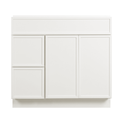 RTA Cream Slim Shaker 36" Freestanding Bathroom Vanity 2-Drawer Left Combo Base