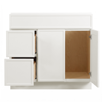 RTA Cream Slim Shaker 36" Freestanding Bathroom Vanity 2-Drawer Left Combo Base