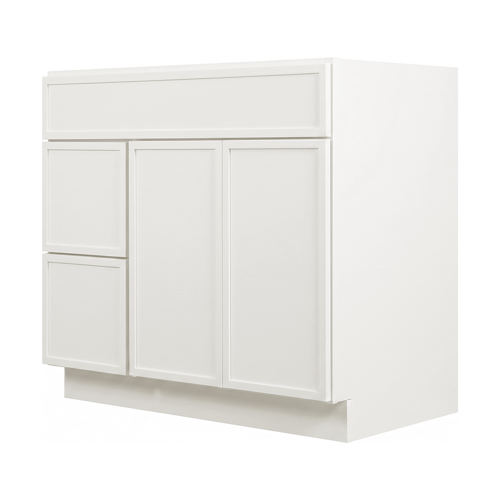 RTA Cream Slim Shaker 36" Freestanding Bathroom Vanity 2-Drawer Left Combo Base
