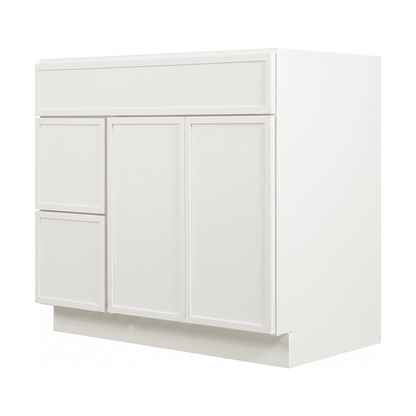 RTA Cream Slim Shaker 36" Freestanding Bathroom Vanity 2-Drawer Left Combo Base