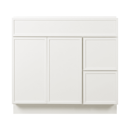 RTA Cream Slim Shaker 36" Freestanding Bathroom Vanity 2-Drawer Right Combo Base