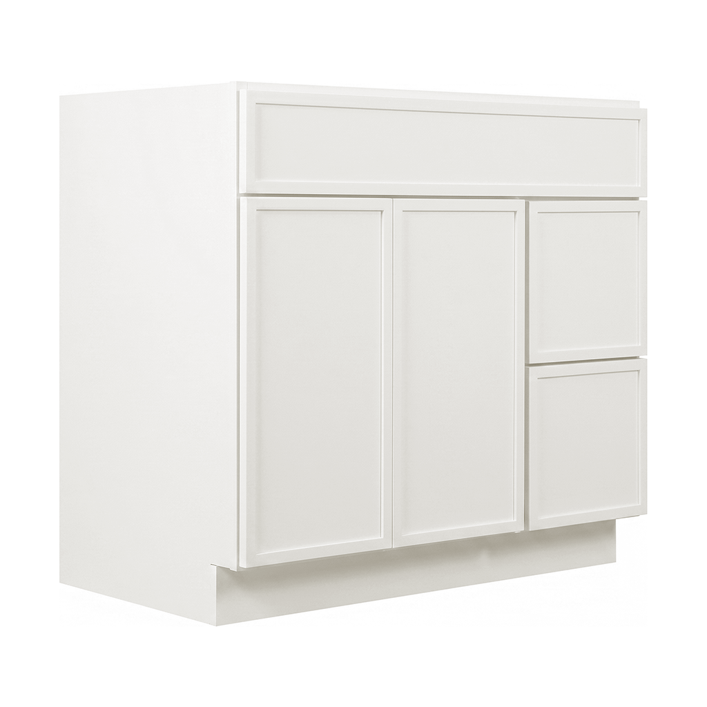 RTA Cream Slim Shaker 36" Freestanding Bathroom Vanity 2-Drawer Right Combo Base