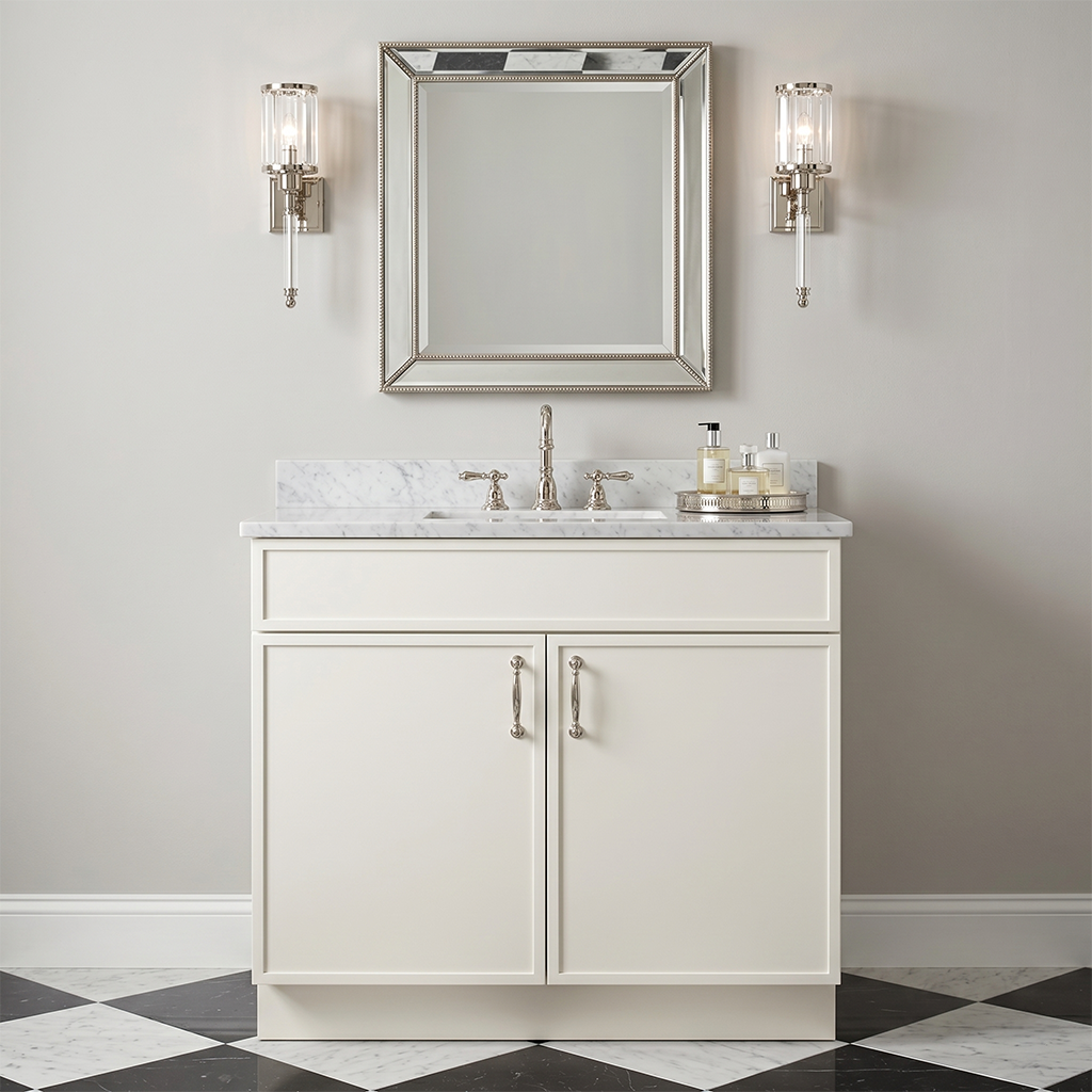 RTA Cream Slim Shaker 36" Freestanding Bathroom Vanity Sink Base