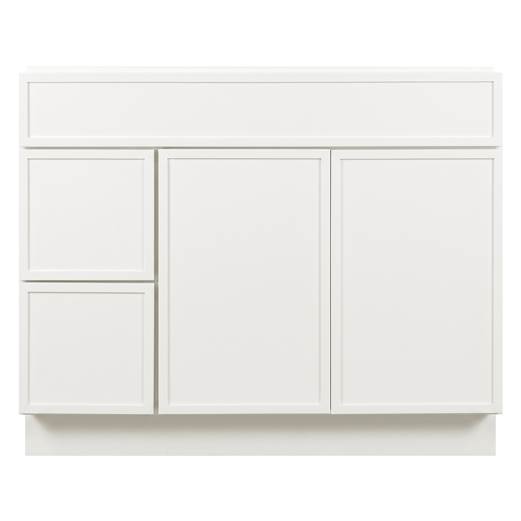 RTA Cream Slim Shaker 42" Freestanding Bathroom Vanity 2-Drawer Left Combo Base