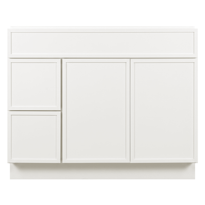 RTA Cream Slim Shaker 42" Freestanding Bathroom Vanity 2-Drawer Left Combo Base