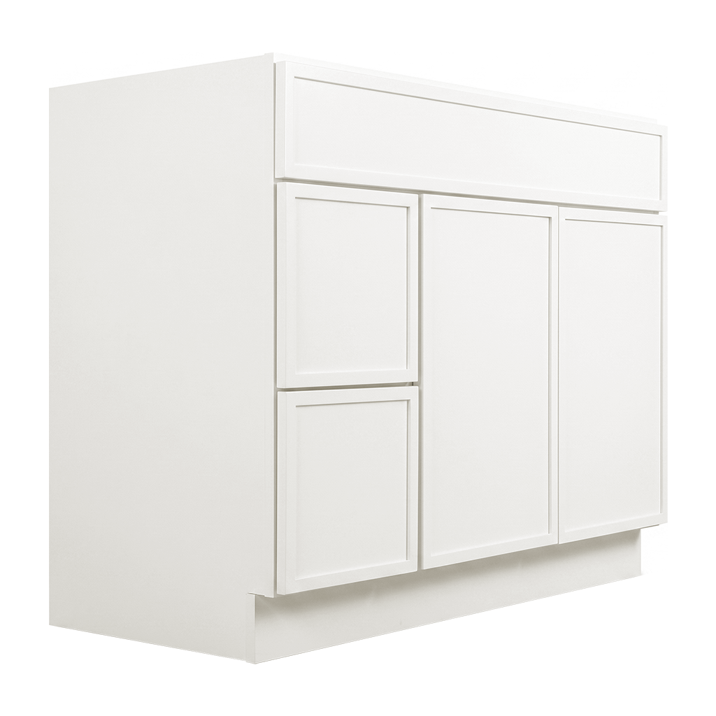 RTA Cream Slim Shaker 42" Freestanding Bathroom Vanity 2-Drawer Left Combo Base