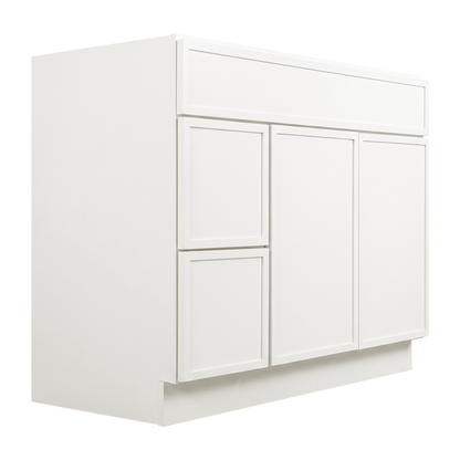RTA Cream Slim Shaker 42" Freestanding Bathroom Vanity 2-Drawer Left Combo Base
