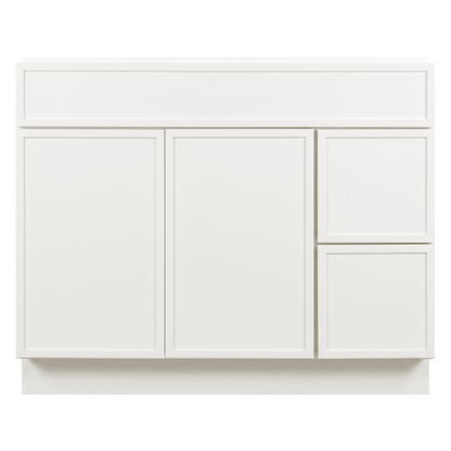 RTA Cream Slim Shaker 42" Freestanding Bathroom Vanity 2-Drawer Right Combo Base