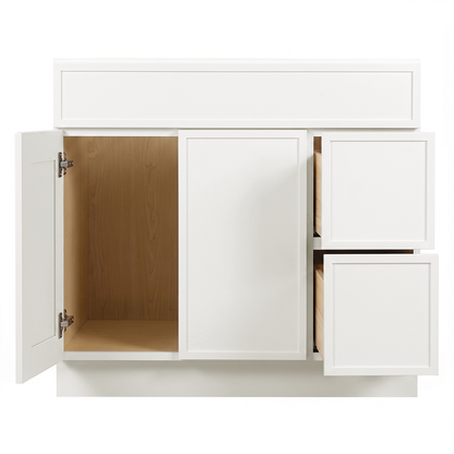 RTA Cream Slim Shaker 42" Freestanding Bathroom Vanity 2-Drawer Right Combo Base