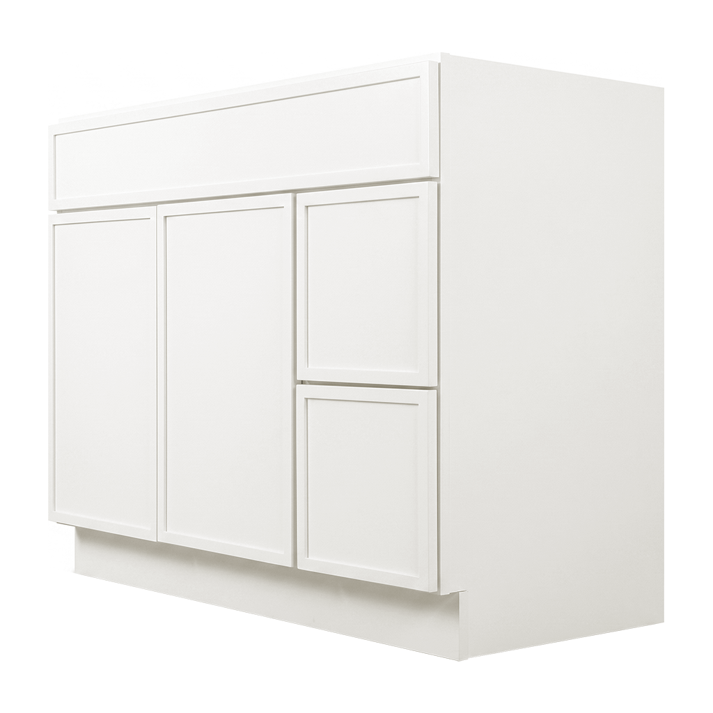 RTA Cream Slim Shaker 42" Freestanding Bathroom Vanity 2-Drawer Right Combo Base