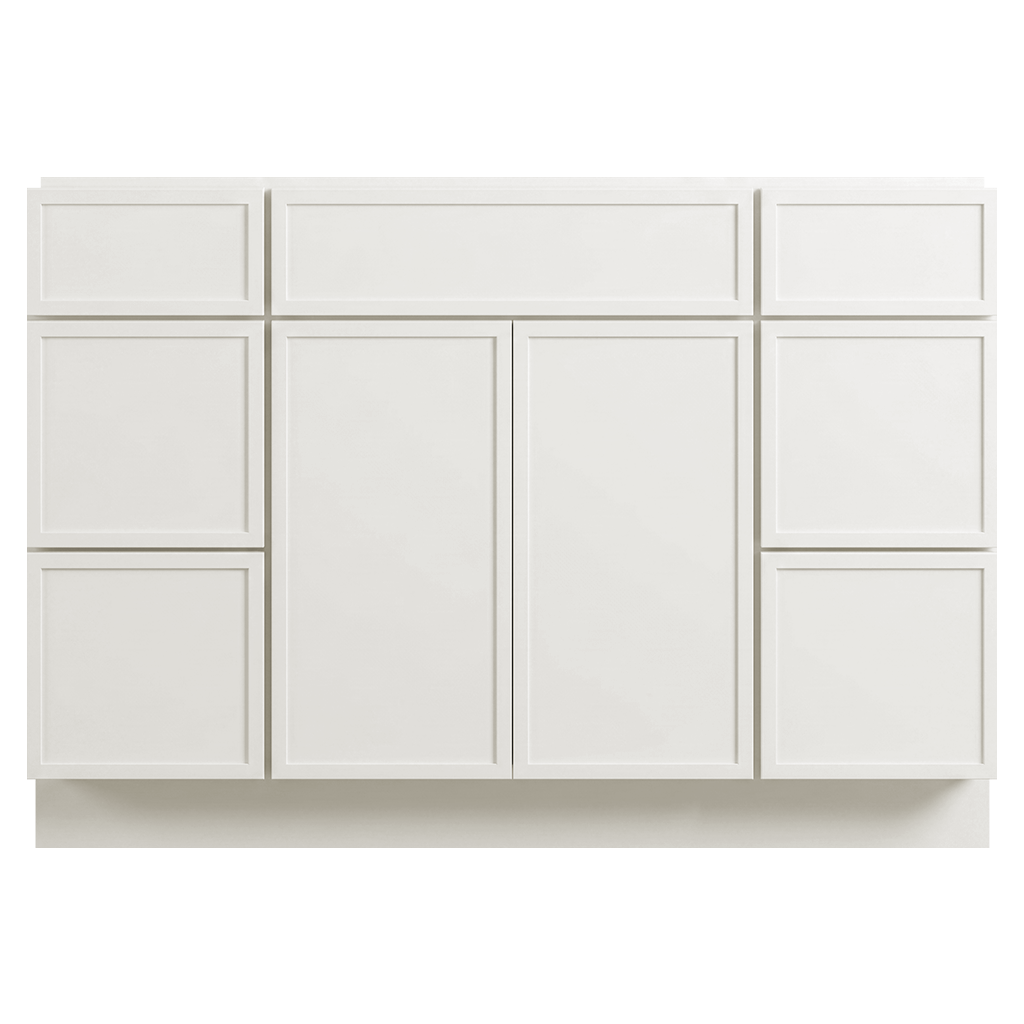 RTA Cream Slim Shaker 48" Freestanding Bathroom Vanity 6-Drawer Combo Base
