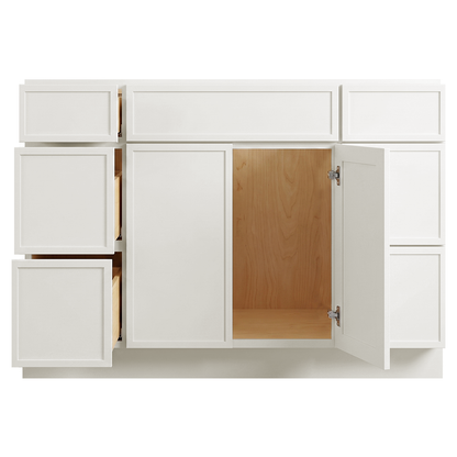 RTA Cream Slim Shaker 48" Freestanding Bathroom Vanity 6-Drawer Combo Base
