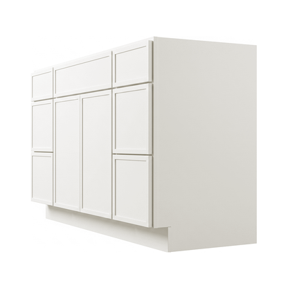 RTA Cream Slim Shaker 48" Freestanding Bathroom Vanity 6-Drawer Combo Base