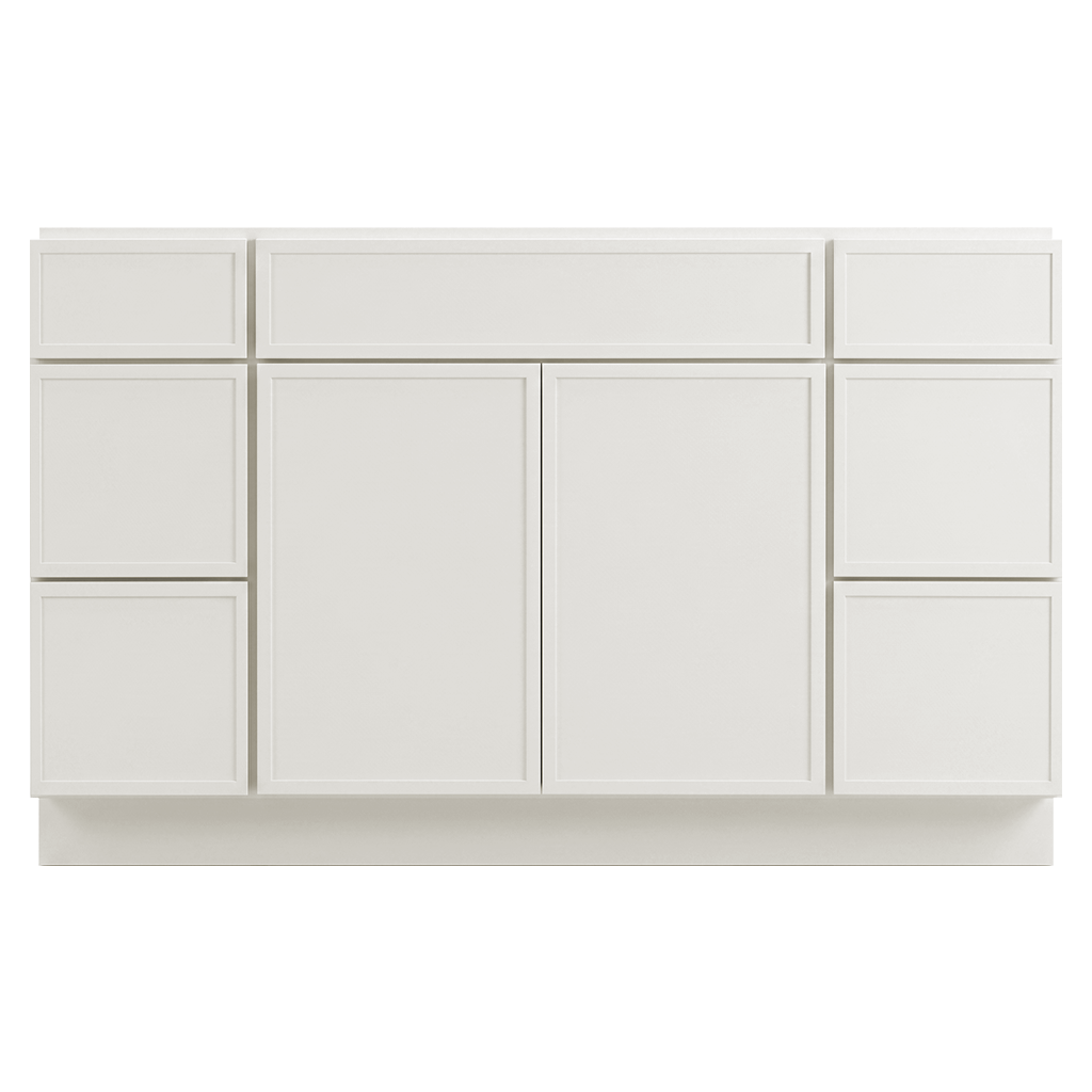 RTA Cream Slim Shaker 54" Freestanding Bathroom Vanity 6-Drawer Combo Base