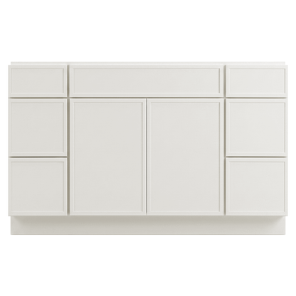 RTA Cream Slim Shaker 54" Freestanding Bathroom Vanity 6-Drawer Combo Base