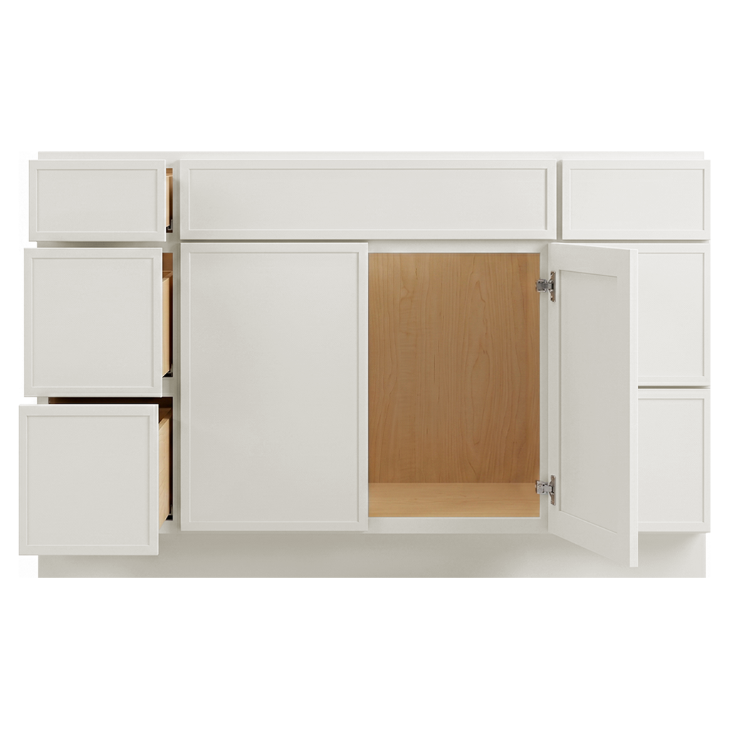 RTA Cream Slim Shaker 54" Freestanding Bathroom Vanity 6-Drawer Combo Base