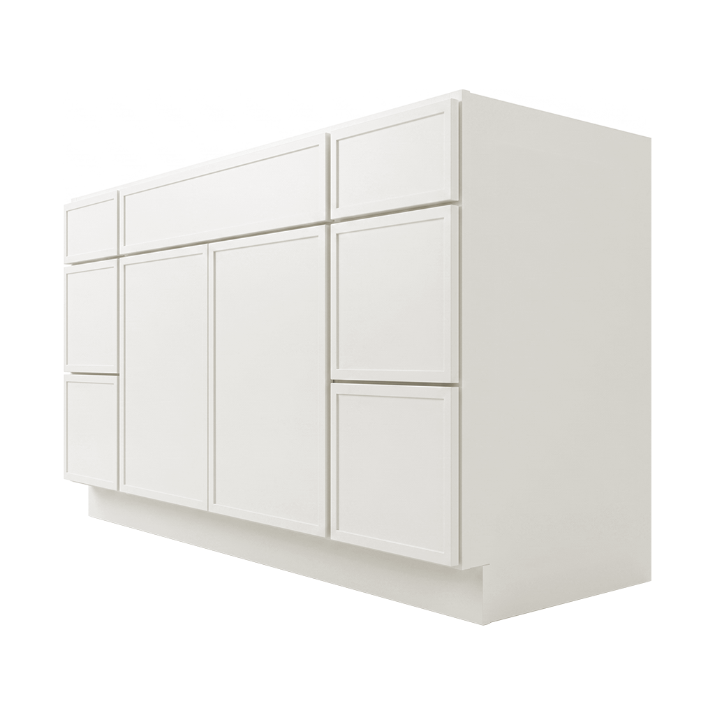 RTA Cream Slim Shaker 54" Freestanding Bathroom Vanity 6-Drawer Combo Base