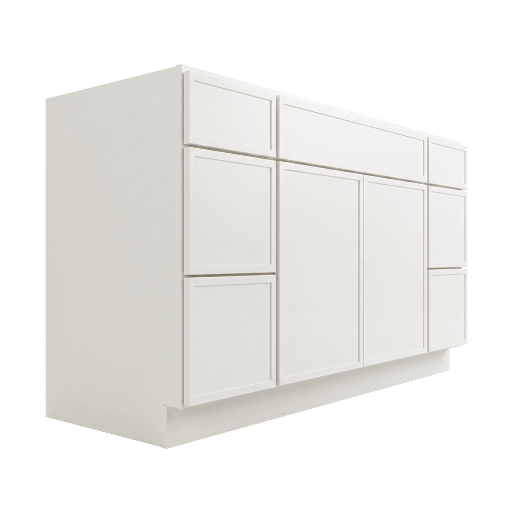 RTA Cream Slim Shaker 54" Freestanding Bathroom Vanity 6-Drawer Combo Base