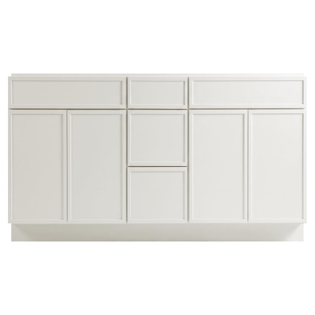 RTA Cream Slim Shaker 60" Freestanding Bathroom Vanity 3-Drawer Combo Base