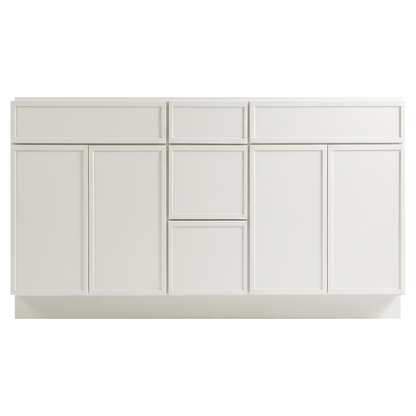 RTA Cream Slim Shaker 60" Freestanding Bathroom Vanity 3-Drawer Combo Base